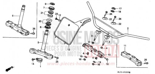 HANDLE PIPE/TOP BRIDGE/ STEERING STEM (-CR500RR) CR500RM de 1991